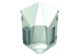 Render do rodapés de proteção KERB SS SINGLE, peça para canto interno de L182X182 H300 em aço inoxidável AISI316