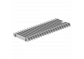 Render de la reja para canal Modular 200, reja frameless en acero inoxidable AISI304 de dimensiones L500 A198 H30/35 sin sistema de fijación, clase de carga C250.