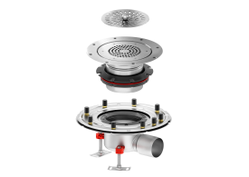 Render del conjunto ACO EG150 HF 00447214 compuesto por el cuerpo y reja 00447115, el fondo 00447106?? y el cestillo 00097235.