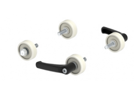 Render conjunto de 4 ruedas, 2 con freno manual para fijación p/Lipumobil P