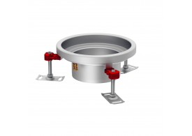 Render do corpo de ralo higiênico ACO EG Ø230 redondo em aço inoxidável AISI304 com enchimento da flange de PUR, com conexão Ø142 para fundo Ø157.