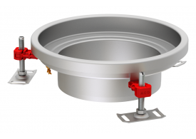 Render do corpo de ralo higiênico ACO EG Ø300 redondo em aço inoxidável AISI304 com enchimento da flange de PUR, com conexão Ø200 para fundo Ø220.