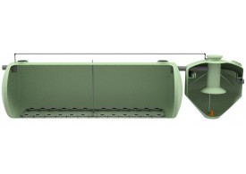 Imagem da estação de tratamento de ROX em formato de cisterna horizontal e instalação subterrânea. 2 peças