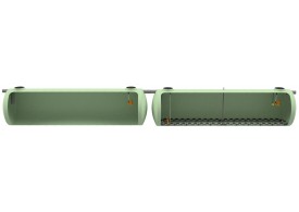 Render SBREM 2 unidades em formato de tanque horizontal e subterrâneo.