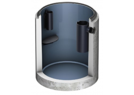 Render del separador de grasas enterrado LIPUMAX-C-B FST de hormigón armado, con recubrimiento interno de resina.
