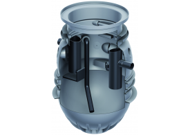 Render del separador de grasas enterrado LIPUMAX-P-D de polietileno de alta densidad (HDPE), extensión con tubo de succión (D).