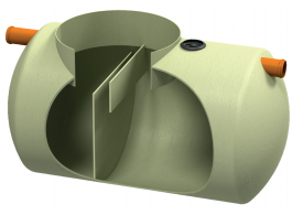 Render do separador de gorduras enterrado LIPUMAX-G-H-B em plástico com reforço de fibra de vidro (GRP), horizontal.