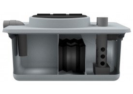Render separador hidrocarburos con coalescencia y obturación en formato rectangular, modelo SHCO.