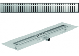 Render 3D canal Showerdrain -C 2.0 com flange S/H DN50 H:69-140mm com sifão de 25mm e grelha PIANO com tela CD000933 // CD000934 // CD000935 // CD000936 // CD000937 // CD000938 // CD000939