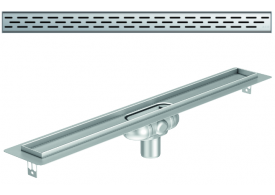 Render 3D canal Showerdrain -C 2.0 con alas S/V DN50 H:69-140mm con sifon de 25mm y reja SLOT sin tela CD000260 // CD000261 // CD000262 // CD000263 // CD000264 // CD000265 // CD000266