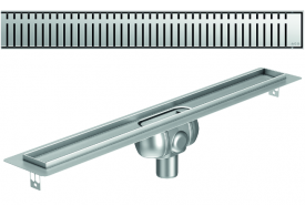Render 3D canal Showerdrain -C 2.0 com flange S/V DN50 H:92-140mm com sifão de 50mm e grelha PIANO sem tela CD000589 // CD000590 // CD000591 // CD000592 // CD000593 // CD000594 // CD000595