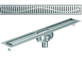 Render 3D canal Showerdrain -C 2.0 com flange S/V DN50 H:92-140mm com sifão de 50mm e grelha WAVE sem tela CD000029 // CD000030 // CD000031 // CD000032 // CD000033 // CD000034 // CD000035