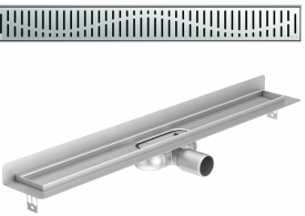 Render 3D canal Showerdrain -C 2.0 con marco trasero S/H DN50 H:69-140mm con sifon de 25mm y reja WAVE sin tela CD000064 // CD000065 // CD000066 // CD000067 // CD000068 // CD000069 // CD000070