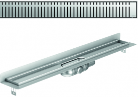Render 3D canal Showerdrain -C 2.0 con marco trasero S/H lateral derecha DN50 H:69-140mm con sifon de 25mm y reja PIANO sin tela CD000638 // CD000639 // CD000640 // CD000641 // CD000642 // CD000643 // CD000644