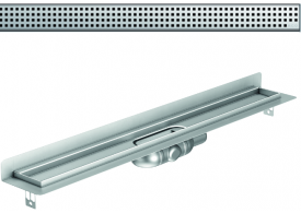 Render 3D canal Showerdrain -C 2.0 con marco trasero S/H lateral derecha DN50 H:69-140mm con sifon de 25mm y reja QUADRATO sin tela CD000190 // CD000191 // CD000192 // CD000193 // CD000194 // CD000195 // CD000196