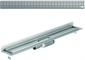 Render 3D canal Showerdrain -C 2.0 con marco trasero S/H lateral izquierda DN50 H:69-140mm con sifon de 25mm y reja QUADRATO sin tela CD000183 // CD000184 // CD000185 // CD000186 // CD000187 // CD000188 // CD000189