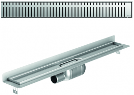 Render 3D canal Showerdrain -C 2.0 con marco trasero S/H lateral izquierda DN50 H:92-140mm con sifon de 50mm y reja PIANO sin tela CD000610 // CD000611 // CD000612 // CD000613 // CD000614 // CD000615 // CD000616