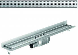 Render 3D canal Showerdrain -C 2.0 con marco trasero S/H lateral izquierda DN50 H:92-140mm con sifon de 50mm y reja QUADRATO sin tela CD000162 // CD000163 // CD000164 // CD000165 // CD000166 // CD000167 // CD000168