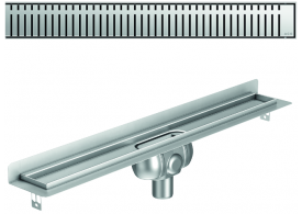 Render 3D canal Showerdrain -C 2.0 con marco trasero S/V DN50 H:92-140mm con sifon de 50mm y reja PIANO sin tela CD000645 // CD000646 // CD000647 // CD000648 // CD000649 // CD000650 // CD000651