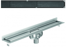 Render 3D canal Showerdrain -C 2.0 con marco trasero S/V DN50 H:92-140mm con sifon de 50mm y reja RELLENABLE sin tela CD000421 // CD000422 // CD000423 // CD000424 // CD000425 // CD000426 // CD000427