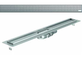 Render 3D canal Showerdrain -C 2.0 con alas S/H lateral DN50 H:69-140mm con sifon de 25mm y reja QUADRATO sin tela CD000134 // CD000135 // CD000136 // CD000137 // CD000138 // CD000139 // CD000140