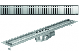 Render 3D canal Showerdrain -C 2.0 con alas S/H lateral DN50 H:92-140mm con sifon de 50mm y reja PIANO sin tela CD000568 // CD000569 // CD000570 // CD000571 // CD000572 // CD000573 // CD000574