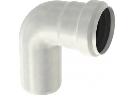 Render general del codo de la tubería PIPE, codo a 87,5º de DN50/160 fabricado en acero inoxidable.