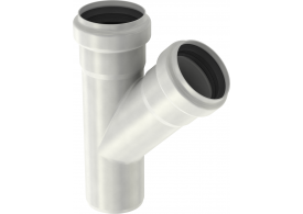 Render general de la derivación de la tubería PIPE, derivación simple a 45º fabricado en acero inoxidable.