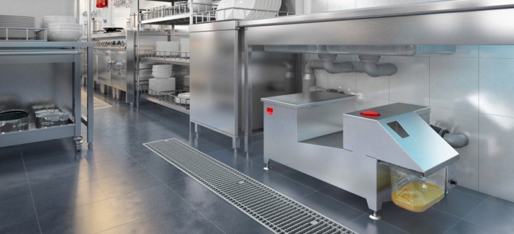 Separador de grasas AGC instalado en una cocina